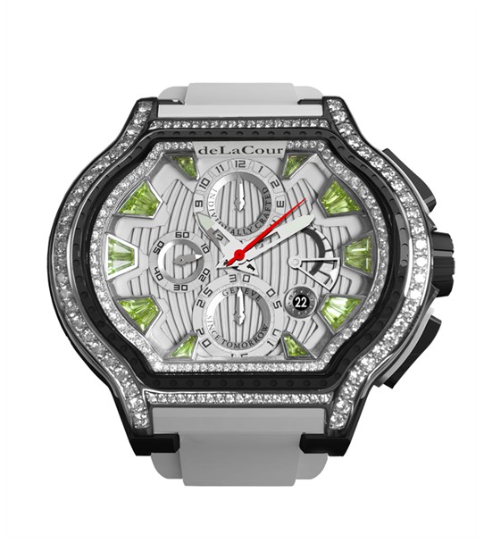 Replica DeLaCour City Ego Episode W Ti/PVD/Peridot Dial/Diamond Bezel WATI0056-1430GREEN Replica Watch